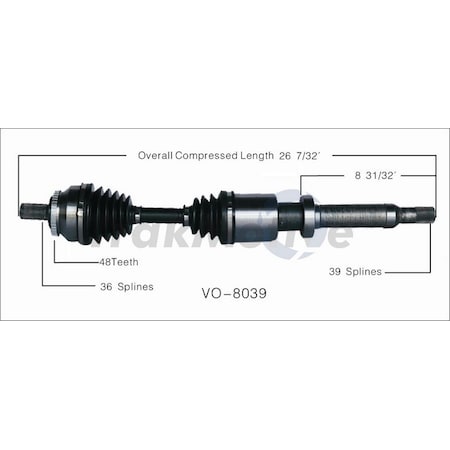Surtrack Axle Cv Axle Shaft, Vo-8039 VO-8039